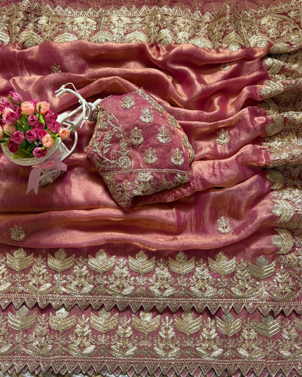 Elegant Satin Soft Silk Saree with Coding Sequence Work - Rosepetals Luxe