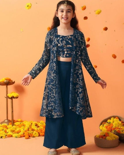Elegant Shrug & Top 3pc Outfit – Festive Ethnic Wear for Girls - Rosepetals Luxe