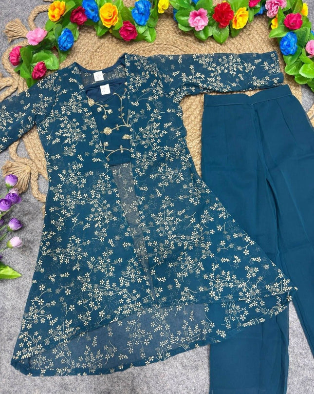 Elegant Shrug & Top 3pc Outfit – Festive Ethnic Wear for Girls - Rosepetals Luxe