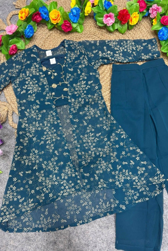 Elegant Shrug & Top 3pc Outfit – Festive Ethnic Wear for Girls - Rosepetals Luxe