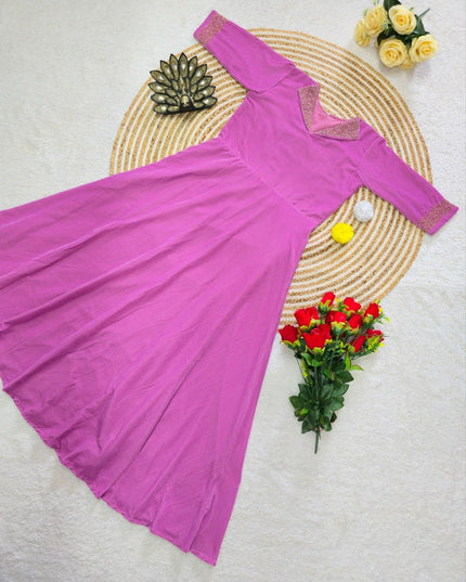 Elegant Velvet 9000 Festival Gown with Designer Hand Embroidery - Rosepetals Luxe