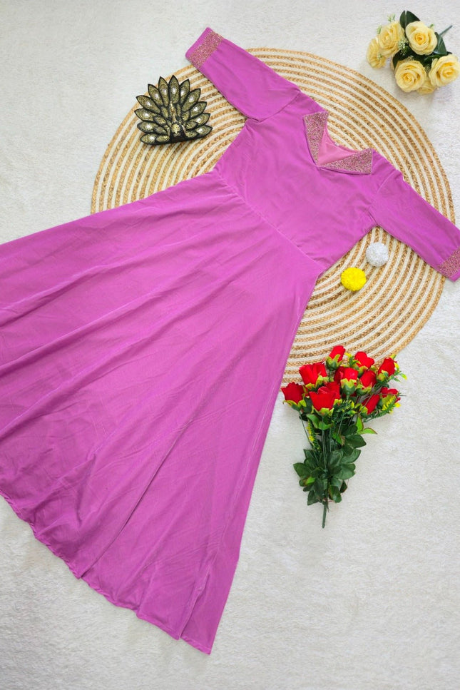 Elegant Velvet 9000 Festival Gown with Designer Hand Embroidery - Rosepetals Luxe
