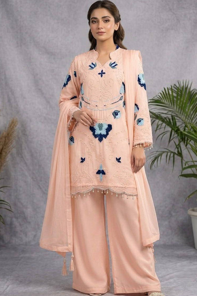 Embroidered Cut Work Organza Top, Plazzo & Dupatta Set – Women's Ethnic Wear - Rosepetals Luxe