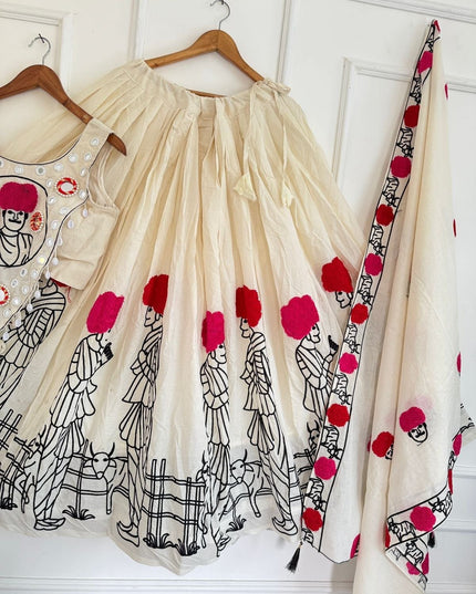 Embroidered Palicotton Chaniya Choli Set - Rosepetals Luxe