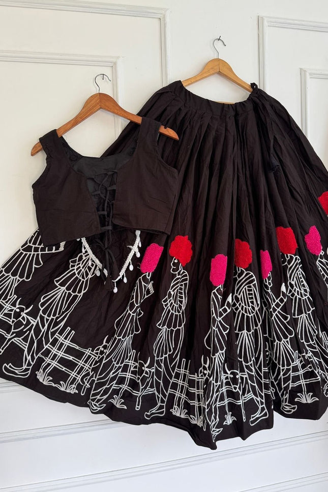 Embroidered Palicotton Chaniya Choli Set - Rosepetals Luxe