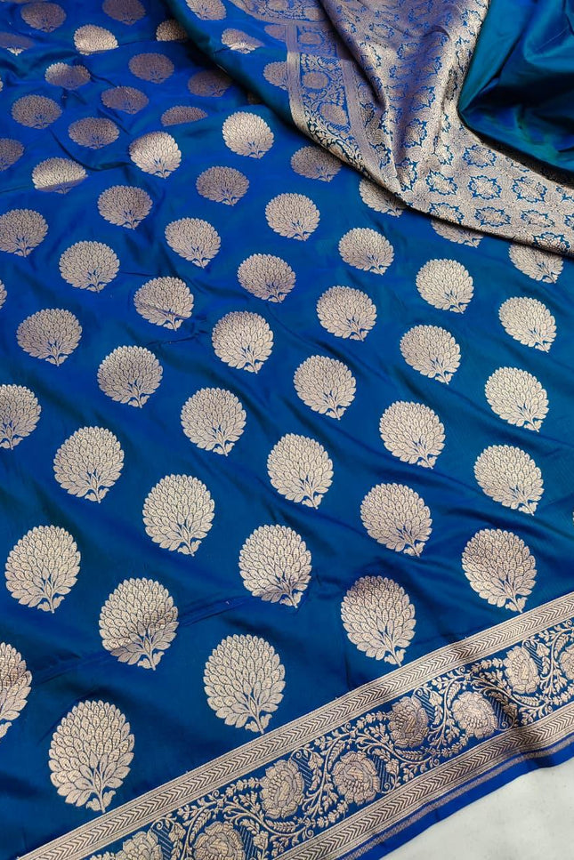 Exclusive Pure Banarasi Handloom Katan Silk Golden Zari Weaved Saree | Silkmark Certified - Rosepetals Luxe