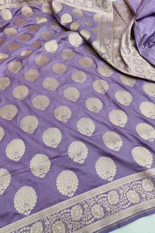 Exclusive Pure Banarasi Handloom Katan Silk Golden Zari Weaved Saree | Silkmark Certified - Rosepetals Luxe