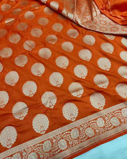 Exclusive Pure Banarasi Handloom Katan Silk Golden Zari Weaved Saree | Silkmark Certified - Rosepetals Luxe