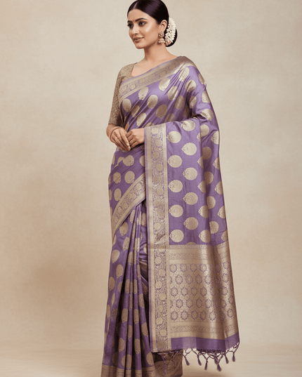 Exclusive Pure Banarasi Handloom Katan Silk Golden Zari Weaved Saree | Silkmark Certified - Rosepetals Luxe