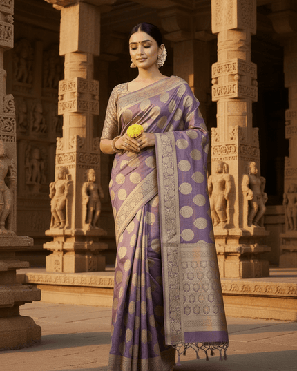 Exclusive Pure Banarasi Handloom Katan Silk Golden Zari Weaved Saree | Silkmark Certified - Rosepetals Luxe