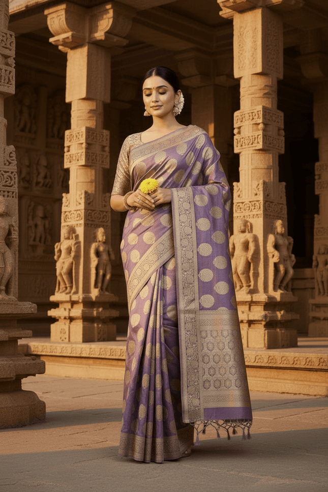 Exclusive Pure Banarasi Handloom Katan Silk Golden Zari Weaved Saree | Silkmark Certified - Rosepetals Luxe