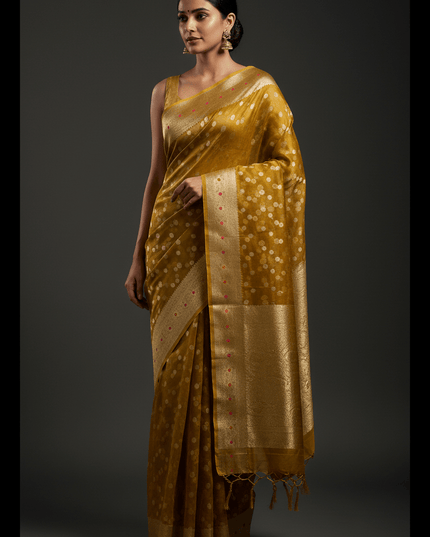 Exclusive Pure Tissue Silk Saree with Plain Blouse Piece - Rosepetals Luxe