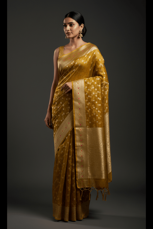 Exclusive Pure Tissue Silk Saree with Plain Blouse Piece - Rosepetals Luxe