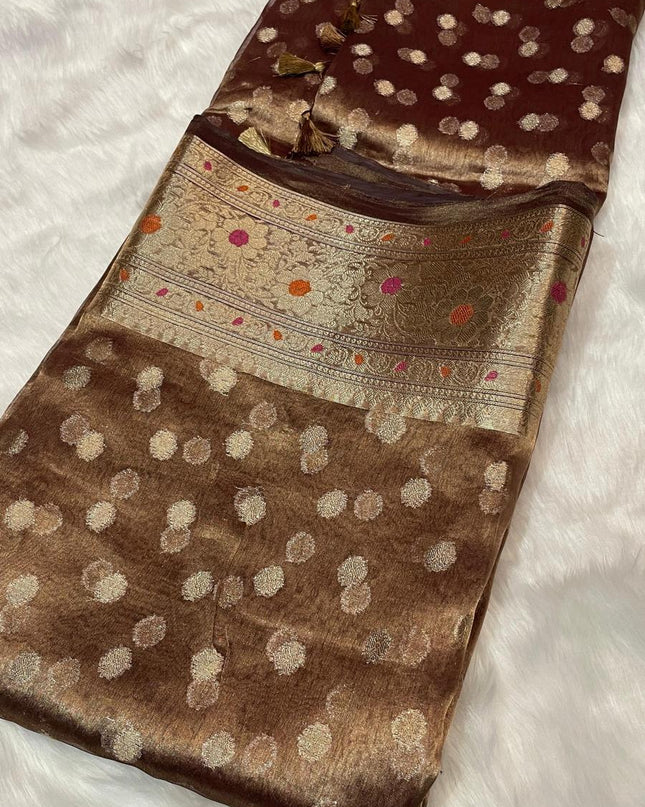Exclusive Pure Tissue Silk Saree with Plain Blouse Piece - Rosepetals Luxe