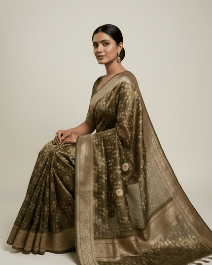 Exclusive Pure Tissue Silk Saree with Plain Blouse Piece - Rosepetals Luxe