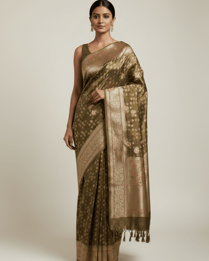 Exclusive Pure Tissue Silk Saree with Plain Blouse Piece - Rosepetals Luxe