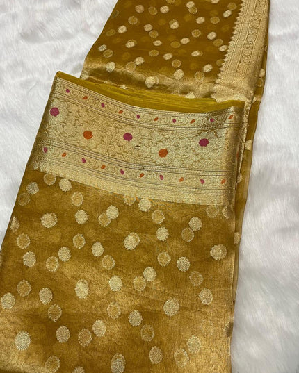 Exclusive Pure Tissue Silk Saree with Plain Blouse Piece - Rosepetals Luxe