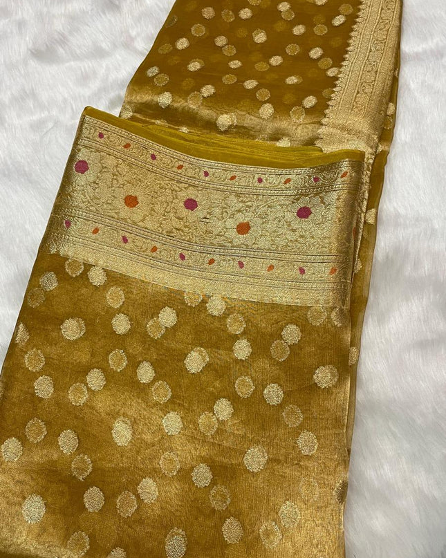 Exclusive Pure Tissue Silk Saree with Plain Blouse Piece - Rosepetals Luxe
