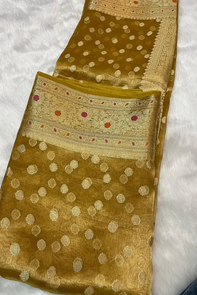 Exclusive Pure Tissue Silk Saree with Plain Blouse Piece - Rosepetals Luxe