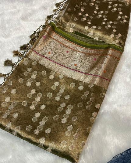 Exclusive Pure Tissue Silk Saree with Plain Blouse Piece - Rosepetals Luxe