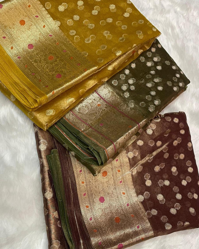 Exclusive Pure Tissue Silk Saree with Plain Blouse Piece - Rosepetals Luxe