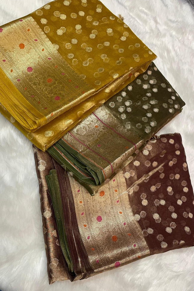 Exclusive Pure Tissue Silk Saree with Plain Blouse Piece - Rosepetals Luxe
