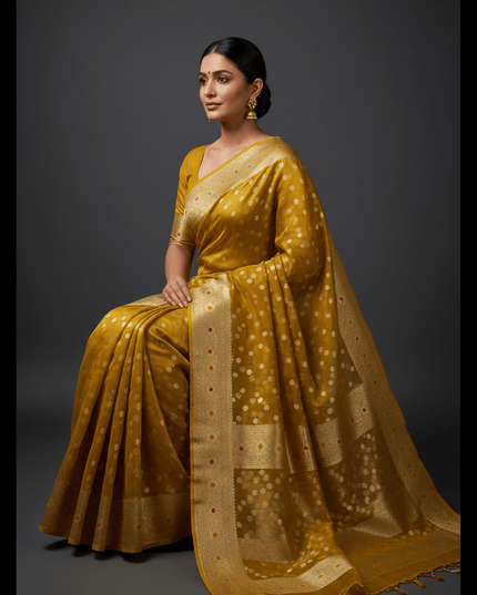 Exclusive Pure Tissue Silk Saree with Plain Blouse Piece - Rosepetals Luxe