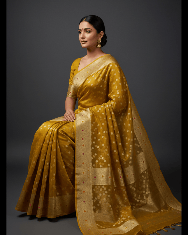 Exclusive Pure Tissue Silk Saree with Plain Blouse Piece - Rosepetals Luxe