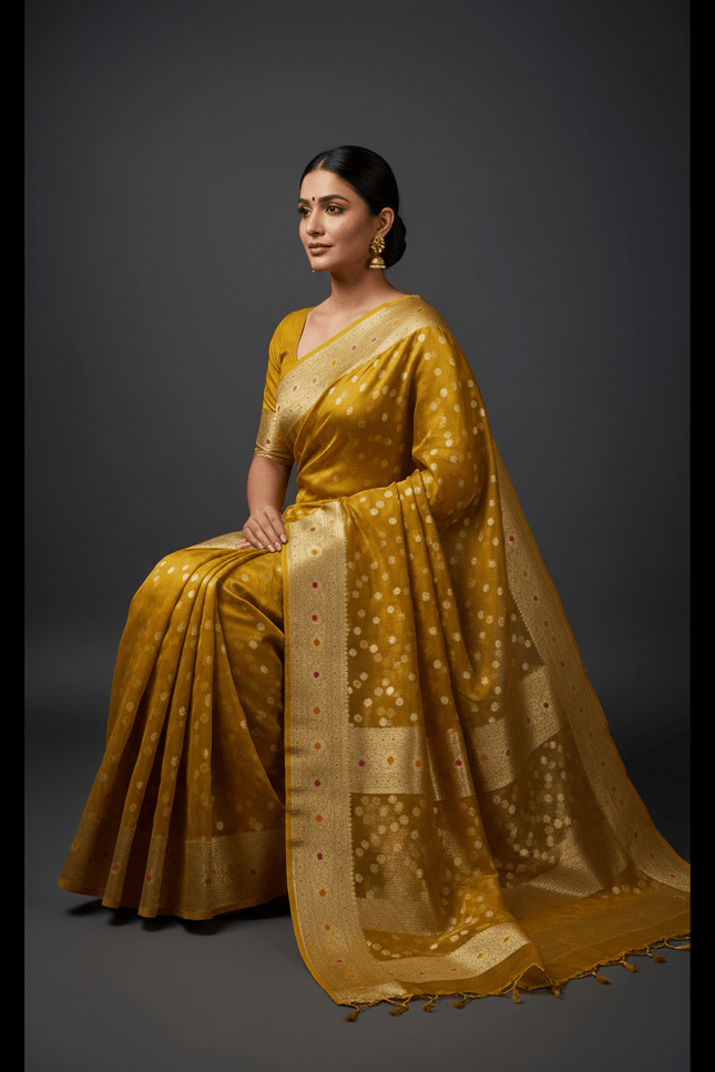 Exclusive Pure Tissue Silk Saree with Plain Blouse Piece - Rosepetals Luxe