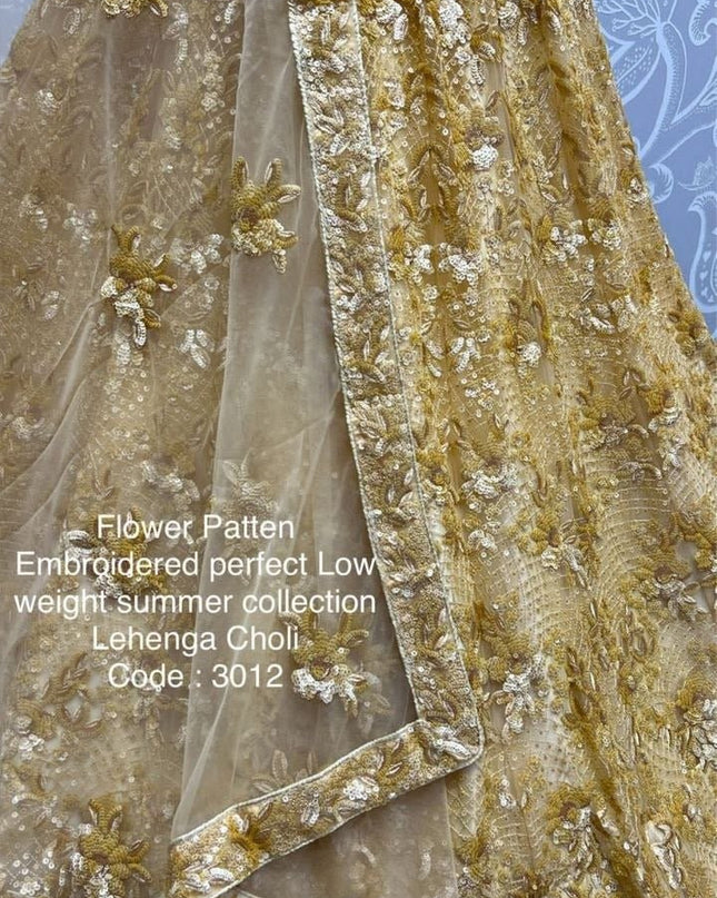 Fancy Flower Work Heavy Net Bridal Lehenga | Thread & Zari Work | Festive Wear - Rosepetals Luxe