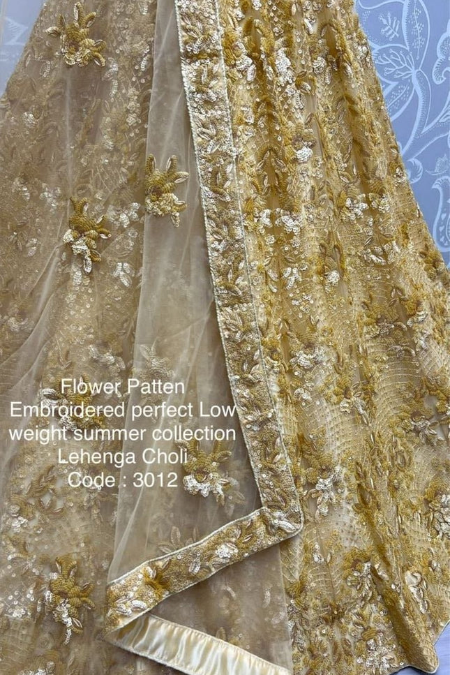 Fancy Flower Work Heavy Net Bridal Lehenga | Thread & Zari Work | Festive Wear - Rosepetals Luxe