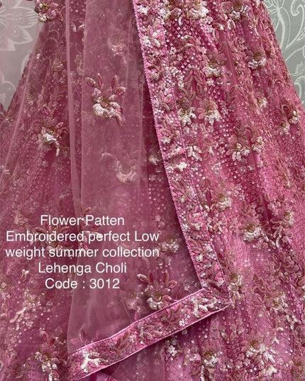 Fancy Flower Work Heavy Net Bridal Lehenga | Thread & Zari Work | Festive Wear - Rosepetals Luxe