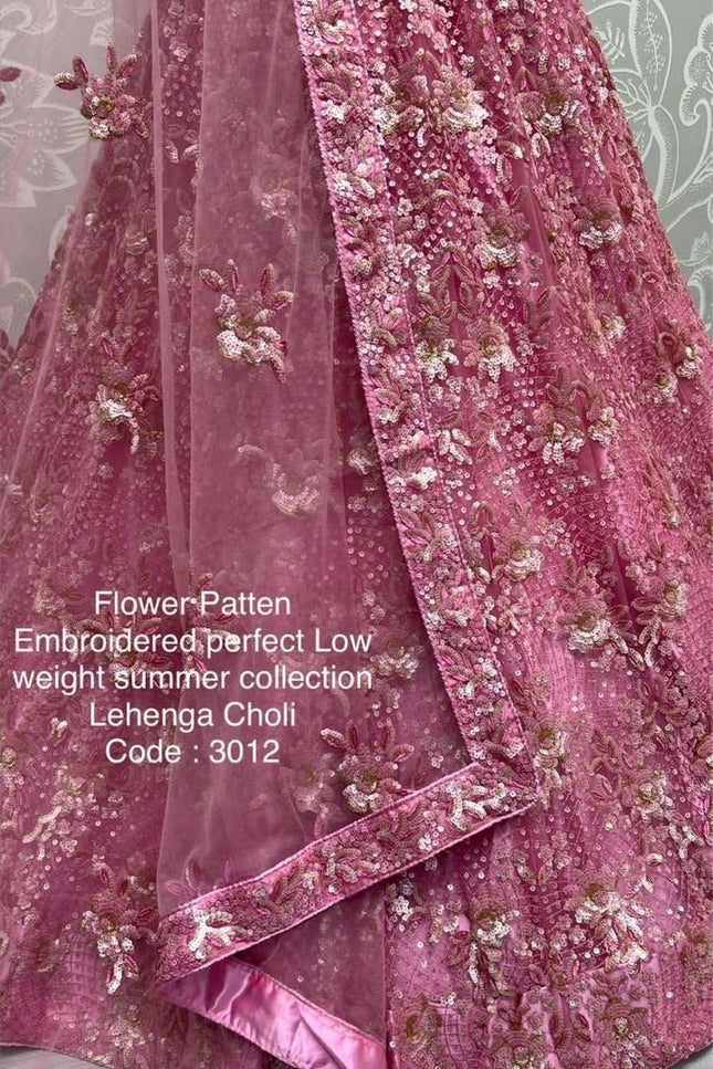 Fancy Flower Work Heavy Net Bridal Lehenga | Thread & Zari Work | Festive Wear - Rosepetals Luxe