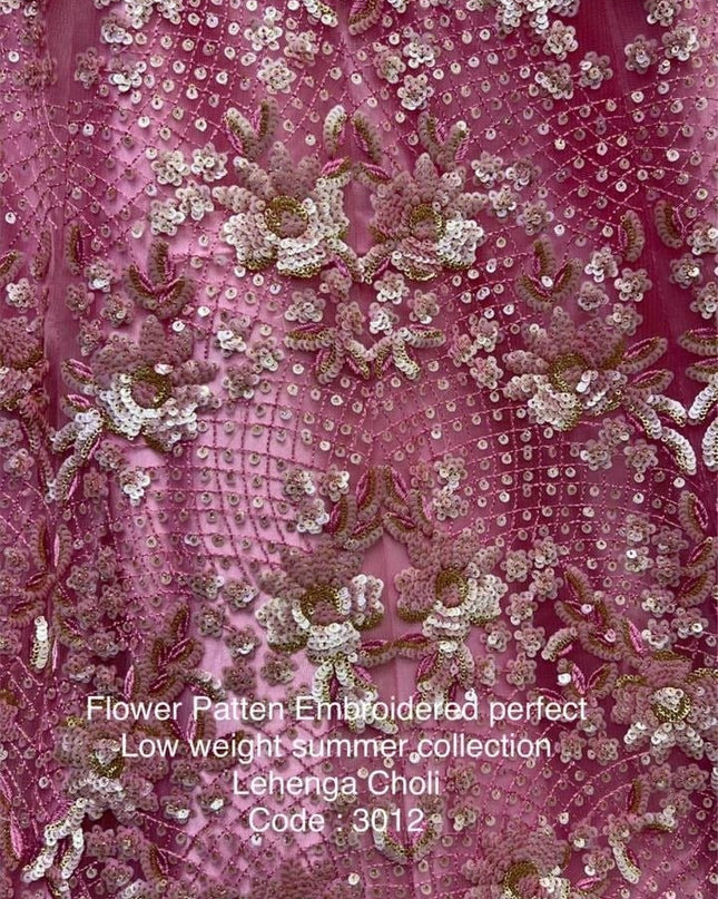 Fancy Flower Work Heavy Net Bridal Lehenga | Thread & Zari Work | Festive Wear - Rosepetals Luxe
