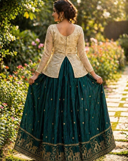 Fandy Silk Pipe & Zari Embroidered Lehenga Choli Set | Fully Stitched - Rosepetals Luxe
