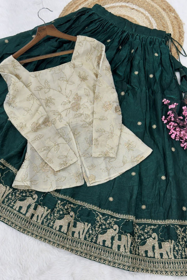 Fandy Silk Pipe & Zari Embroidered Lehenga Choli Set | Fully Stitched - Rosepetals Luxe