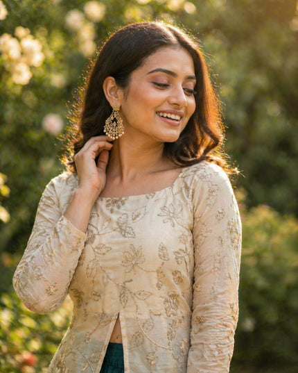 Fandy Silk Pipe & Zari Embroidered Lehenga Choli Set | Fully Stitched - Rosepetals Luxe