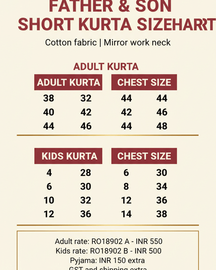 Father & Son Cotton Kurta Set | Mirror Work - Rosepetals Luxe