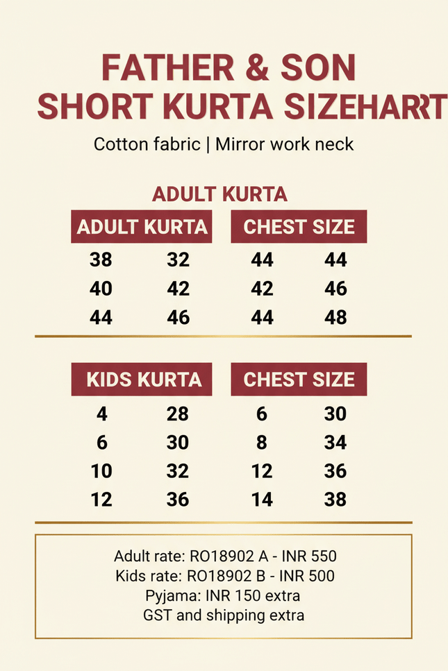 Father & Son Cotton Kurta Set | Mirror Work - Rosepetals Luxe
