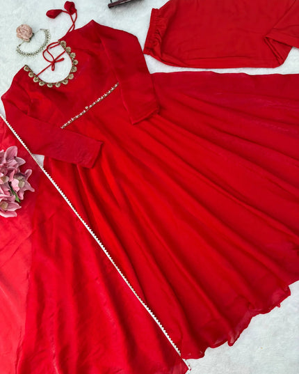 Fendy Silk Handwork Anarkali Suit Set - Rosepetals Luxe