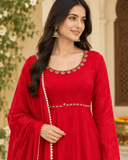 Fendy Silk Handwork Anarkali Suit Set - Rosepetals Luxe