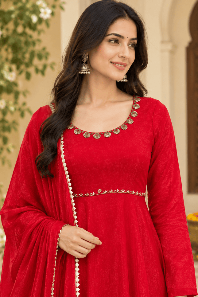 Fendy Silk Handwork Anarkali Suit Set - Rosepetals Luxe
