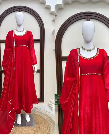 Fendy Silk Handwork Anarkali Suit Set - Rosepetals Luxe