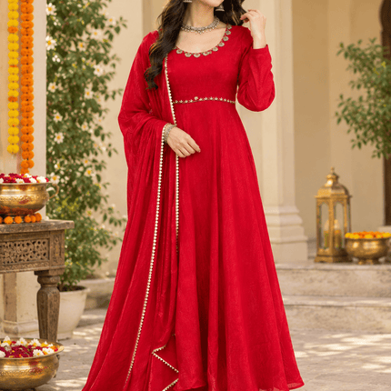Fendy Silk Handwork Anarkali Suit Set - Rosepetals Luxe