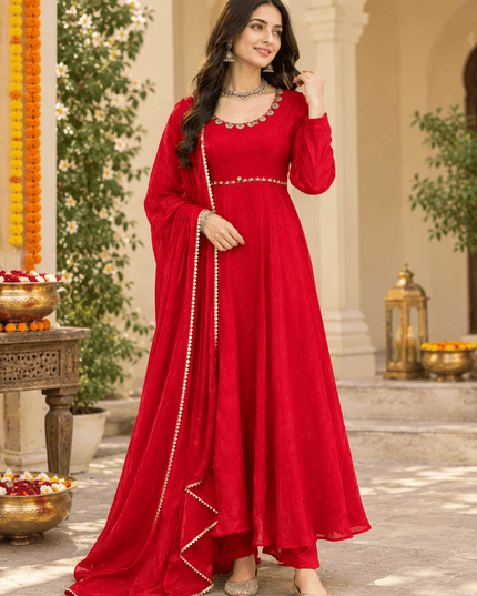 Fendy Silk Handwork Anarkali Suit Set - Rosepetals Luxe