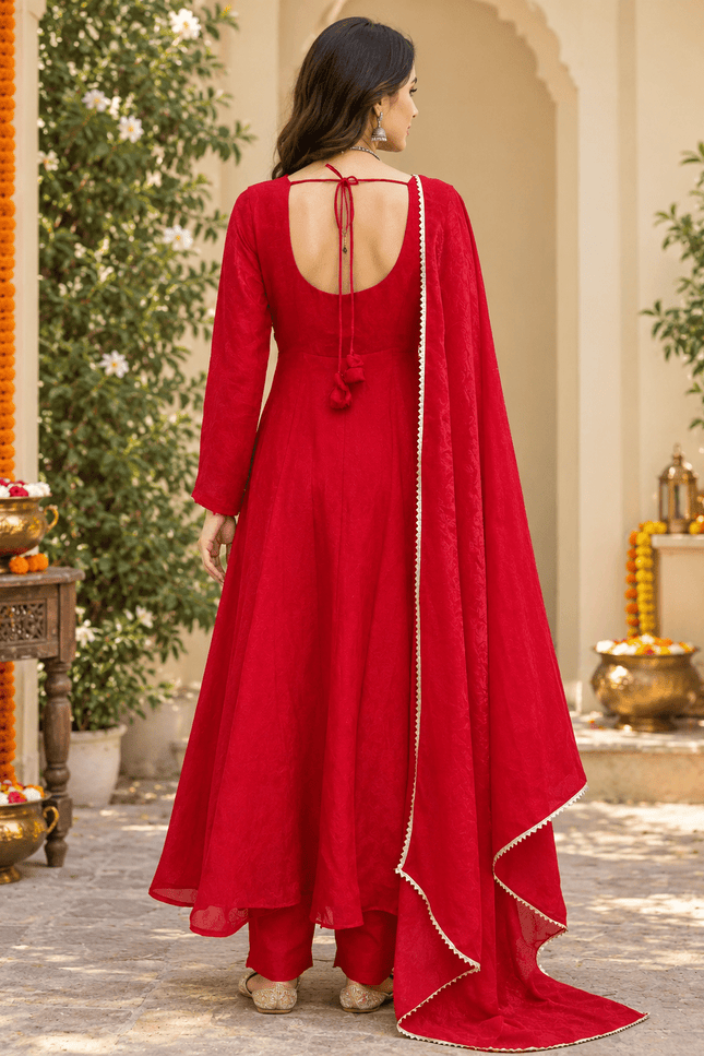 Fendy Silk Handwork Anarkali Suit Set - Rosepetals Luxe