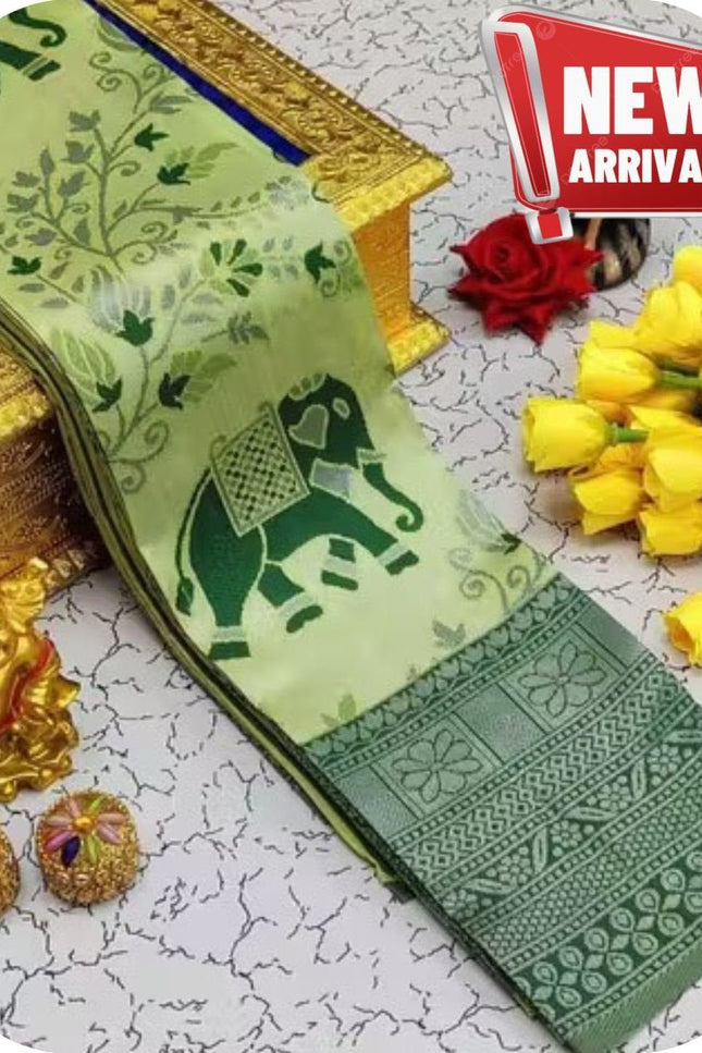 Flowers and Mina Fancy Lightweight Silk Saree with 3D Embossed Design - Rosepetals Luxe