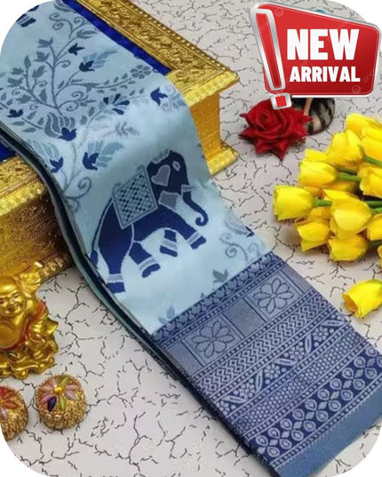 Flowers and Mina Fancy Lightweight Silk Saree with 3D Embossed Design - Rosepetals Luxe