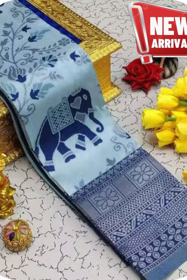 Flowers and Mina Fancy Lightweight Silk Saree with 3D Embossed Design - Rosepetals Luxe
