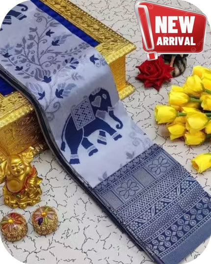 Flowers and Mina Fancy Lightweight Silk Saree with 3D Embossed Design - Rosepetals Luxe